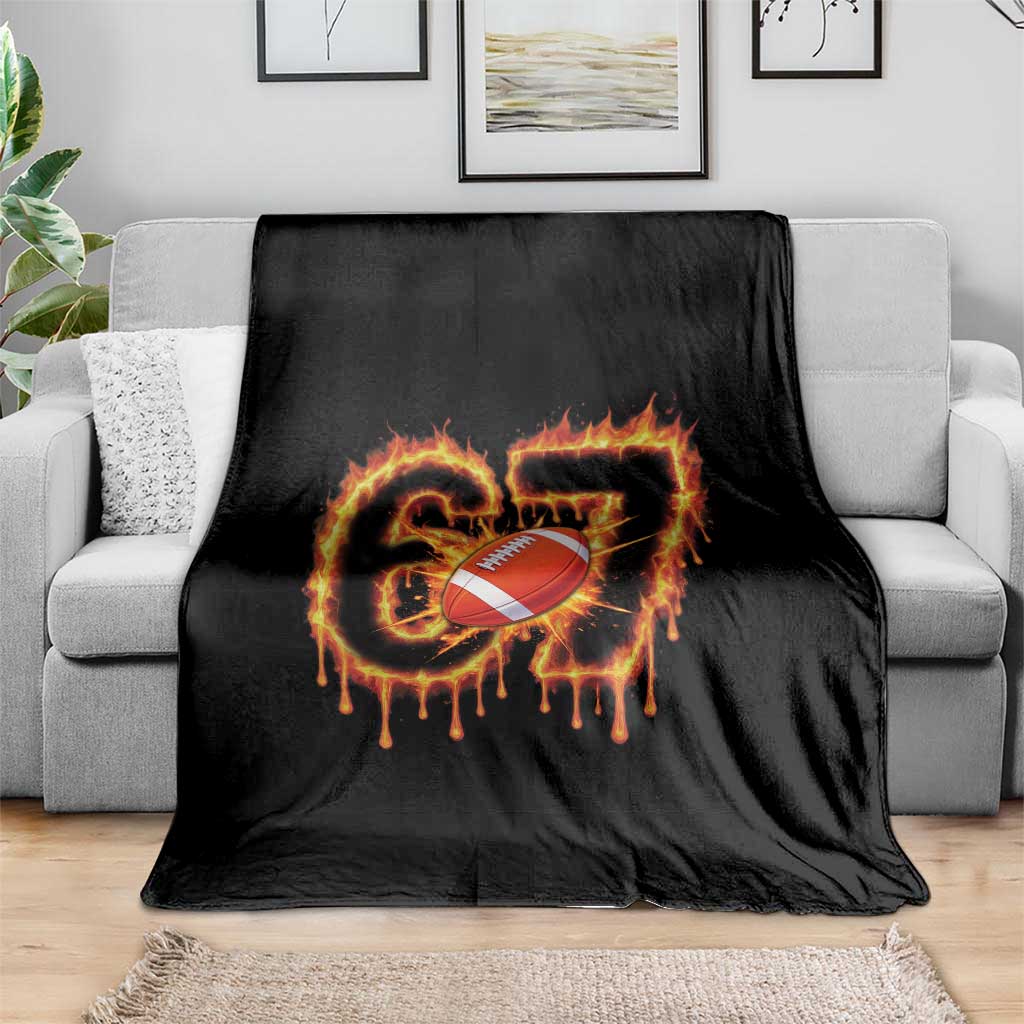 Funny American Football Six Seven Throw Blanket Fire Drip 67 Meme TS12 Print Your Wear