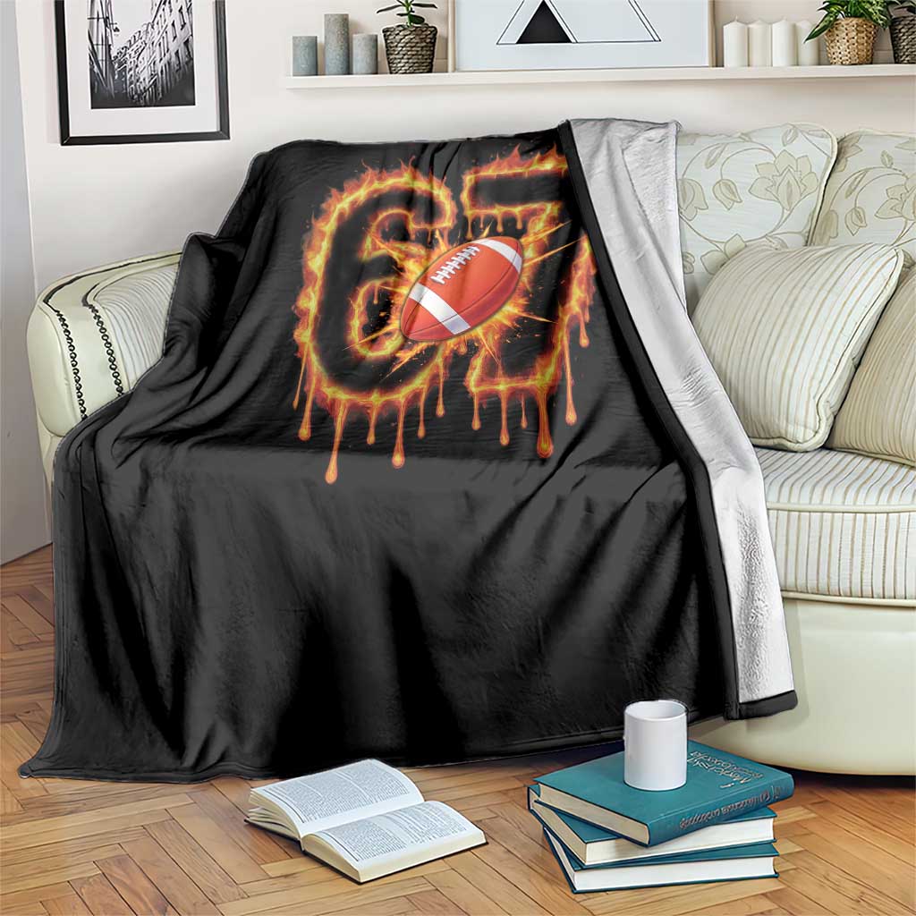 Funny American Football Six Seven Throw Blanket Fire Drip 67 Meme TS12 Print Your Wear