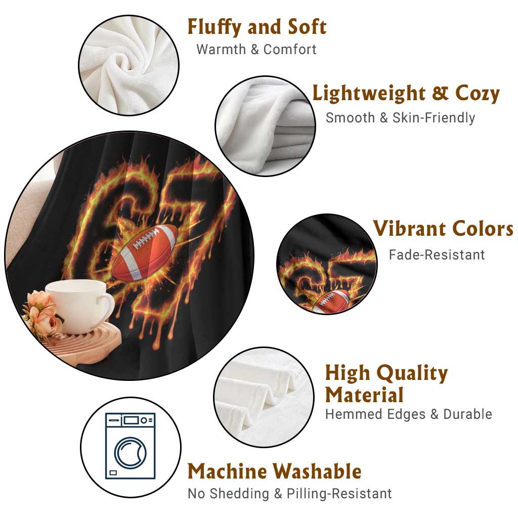 Funny American Football Six Seven Throw Blanket Fire Drip 67 Meme TS12 Print Your Wear