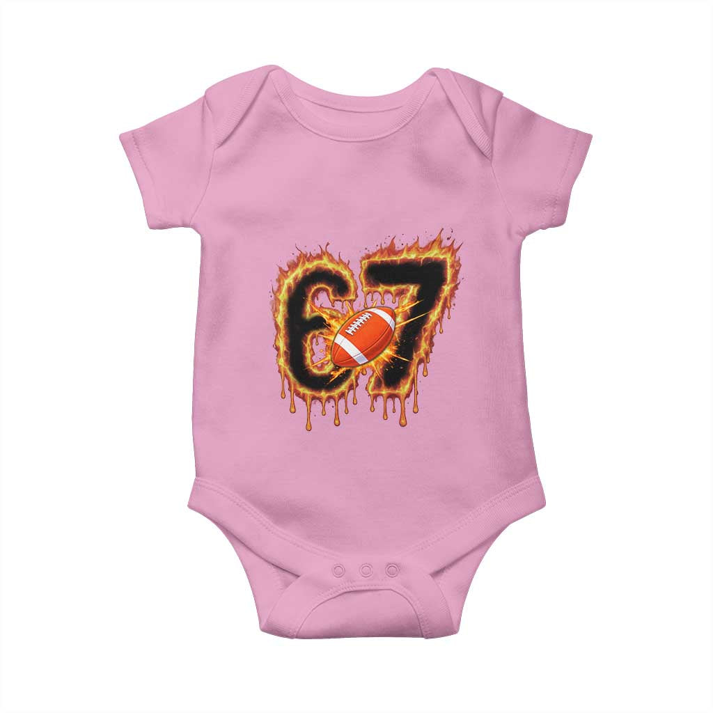 Funny American Football Six Seven Baby Onesie Fire Drip 67 Meme TS12 Light Pink Print Your Wear