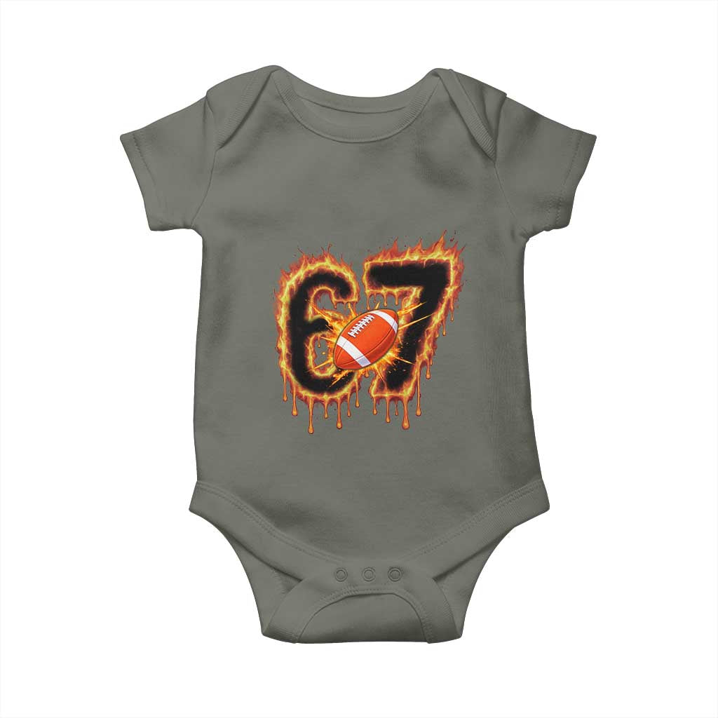 Funny American Football Six Seven Baby Onesie Fire Drip 67 Meme TS12 Military Green Print Your Wear