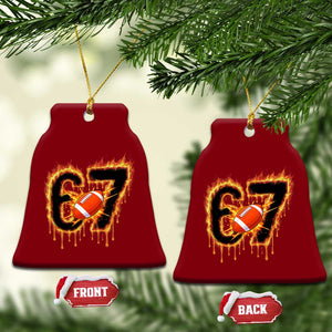 Funny American Football Six Seven Ceramic Ornament Fire Drip 67 Meme TS12 Print Your Wear