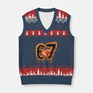 Funny American Football Six Seven V-Neck Knit Sweater Vest Fire Drip 67 Meme TS12 Navy Red Print Your Wear