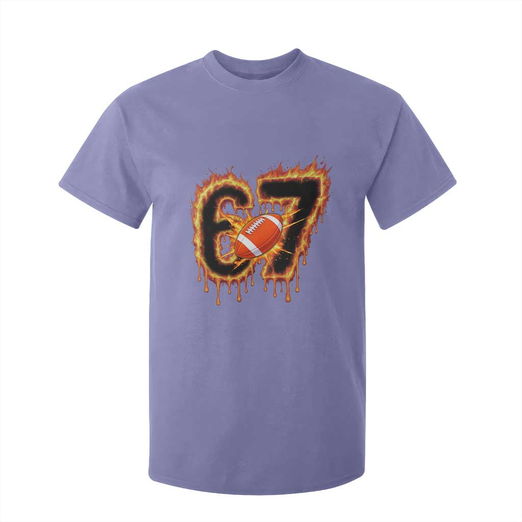 Funny American Football Six Seven T Shirt For Kid Fire Drip 67 Meme TS12 Violet Print Your Wear