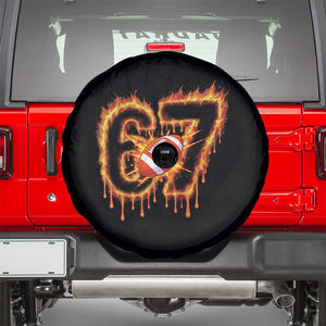 Funny American Football Six Seven Spare Tire Cover Fire Drip 67 Meme TS12 White Print Your Wear
