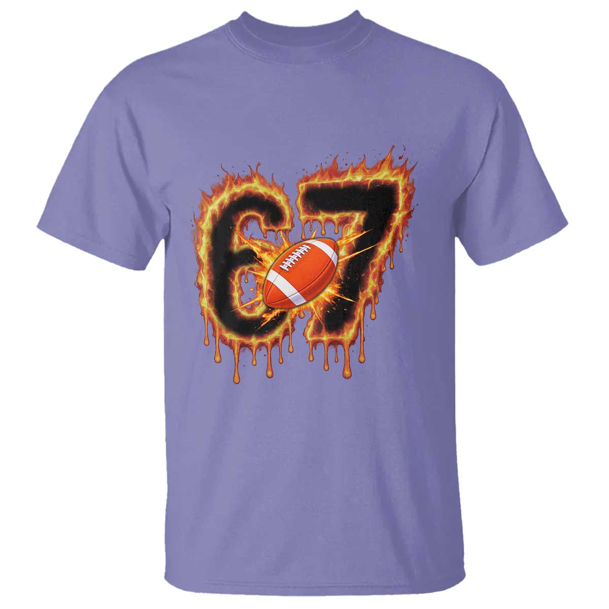 Funny American Football Six Seven T Shirt Fire Drip 67 Meme TS12 Violet Print Your Wear