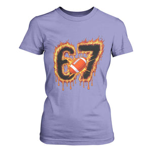 Funny American Football Six Seven T Shirt For Women Fire Drip 67 Meme TS12 Violet Print Your Wear