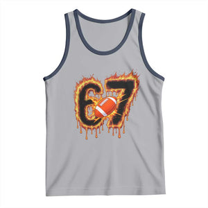 Funny American Football Six Seven Tank Top Fire Drip 67 Meme TS12 Athletic Heather Navy Print Your Wear