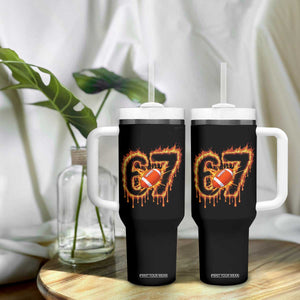 Funny American Football Six Seven Tumbler With Handle Fire Drip 67 Meme TS12 Print Your Wear