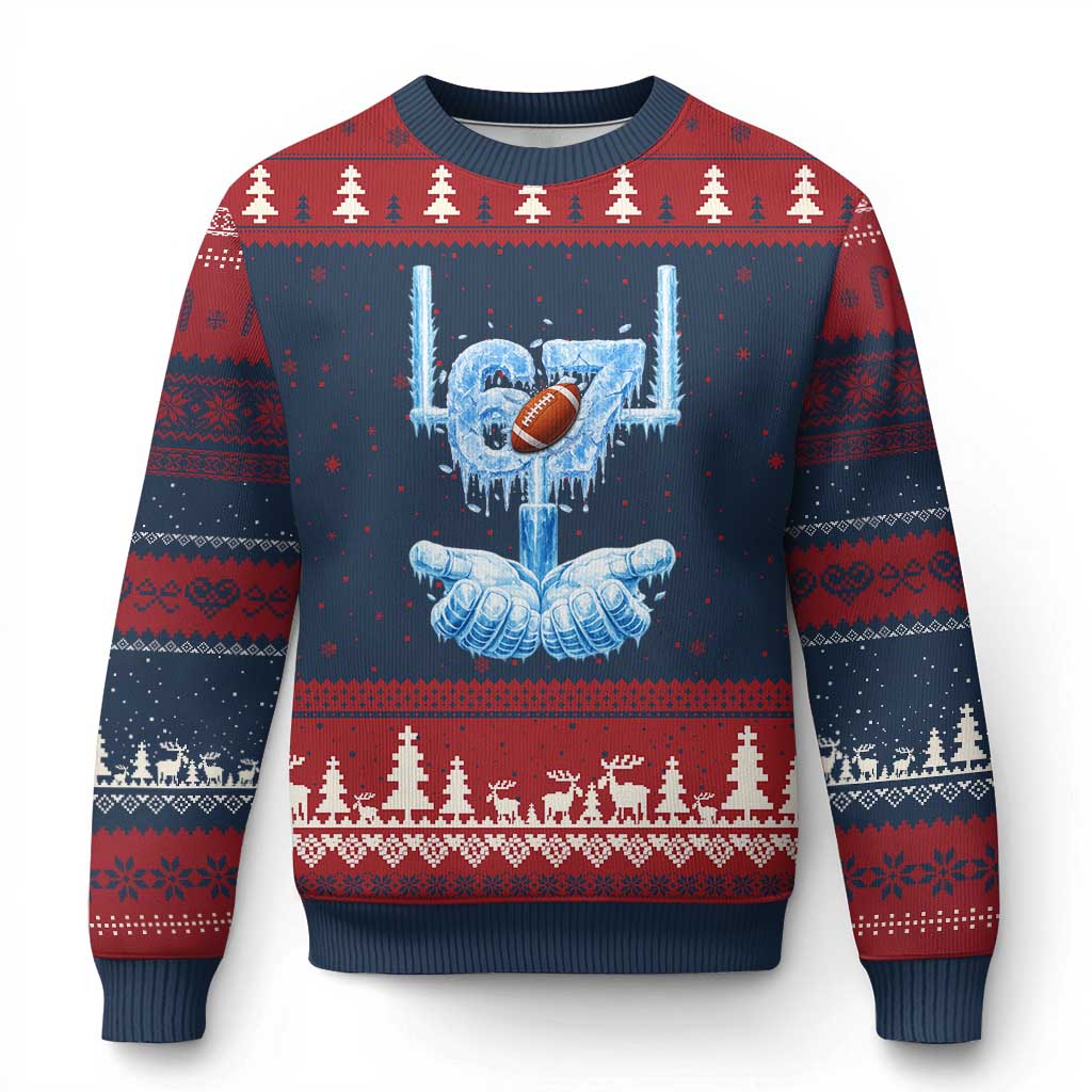 Cool Ice Effect 67 Meme Ugly Christmas Sweater Funny American Football TS12 Navy Red Print Your Wear