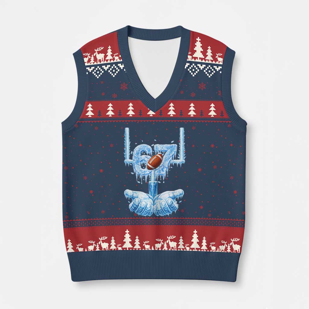 Cool Ice Effect 67 Meme V-Neck Knit Sweater Vest Funny American Football TS12 Navy Red Print Your Wear