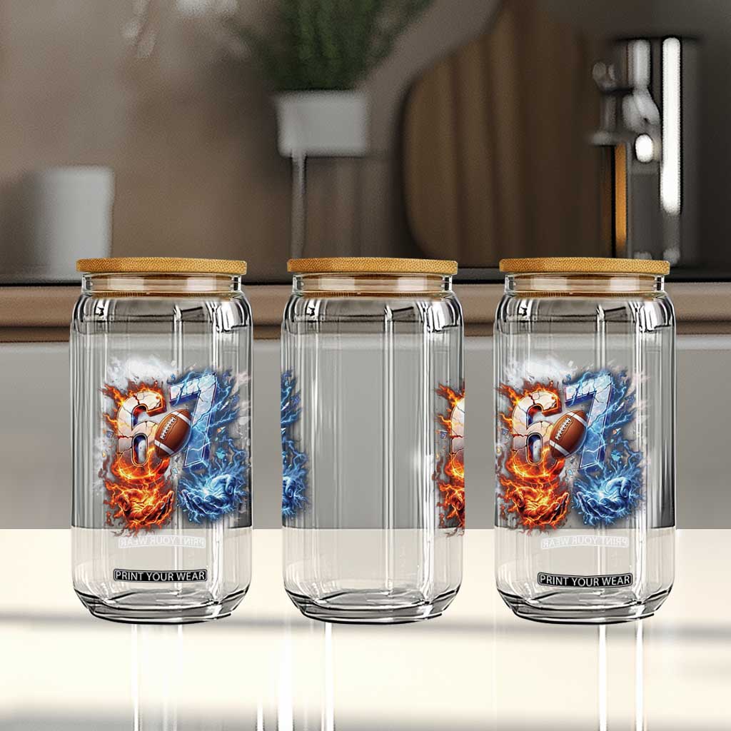 American Football Six Seven Meme Glass Can Funny Gen Alpha Slang Gift TS12 Print Your Wear