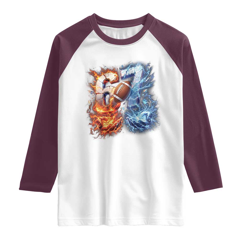 American Football Six Seven Meme Raglan Shirt Funny Gen Alpha Slang Gift TS12 White Maroon Print Your Wear