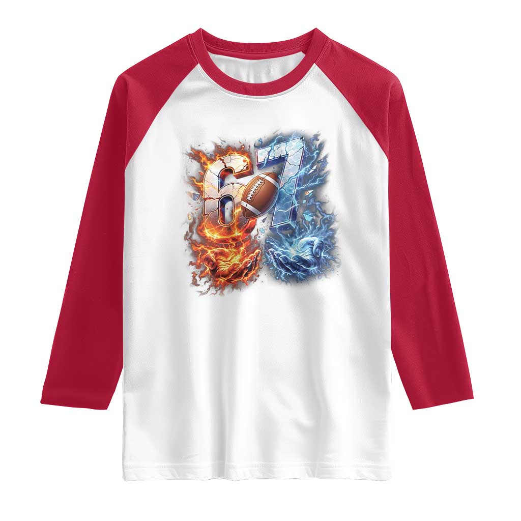 American Football Six Seven Meme Raglan Shirt Funny Gen Alpha Slang Gift TS12 White Red Print Your Wear