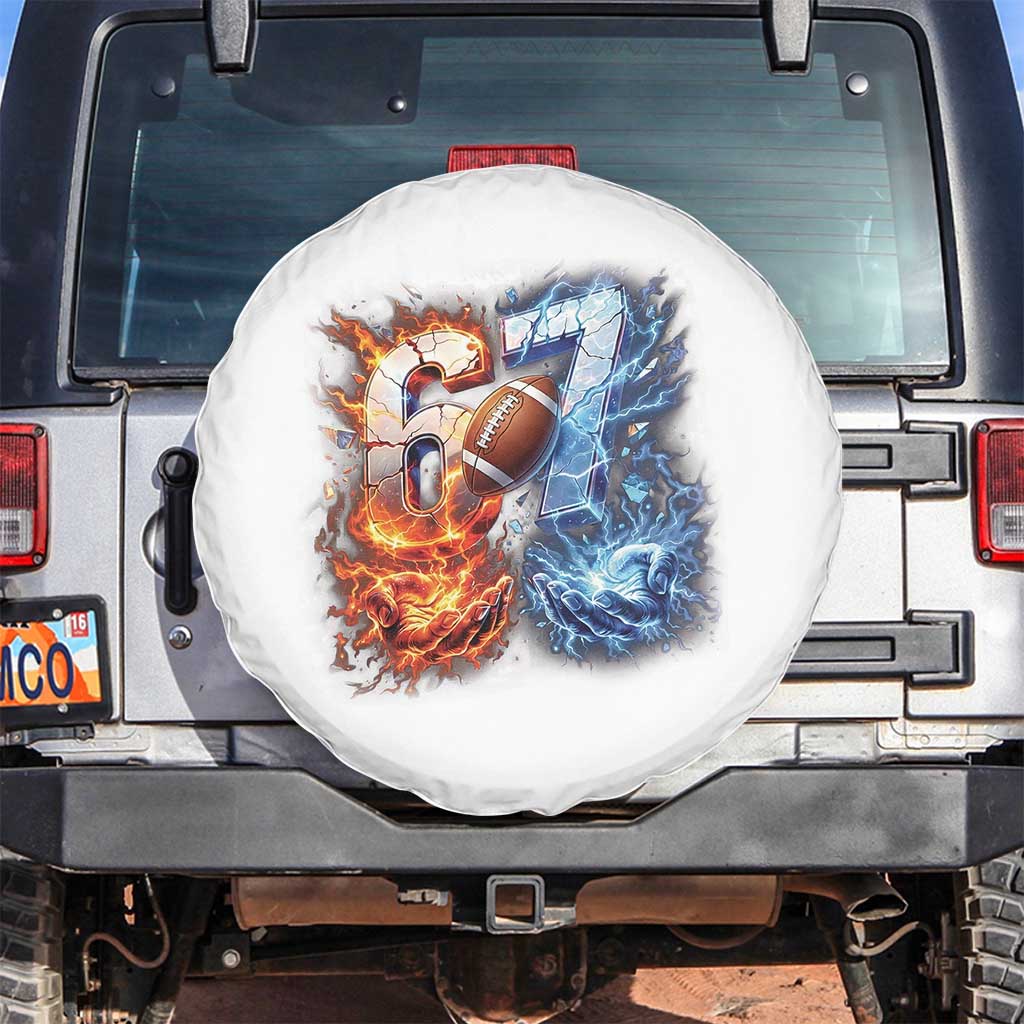 American Football Six Seven Meme Spare Tire Cover Funny Gen Alpha Slang Gift TS12 No hole White Print Your Wear