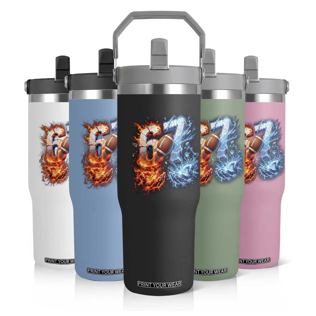 American Football Six Seven Meme Flip Straw Tumbler Funny Gen Alpha Slang Gift TS12 Print Your Wear