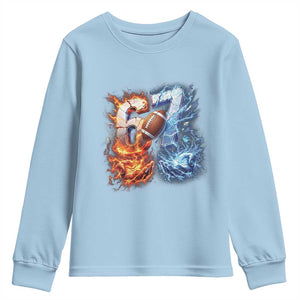 American Football Six Seven Meme Youth Sweatshirt Funny Gen Alpha Slang Gift TS12 Light Blue Print Your Wear