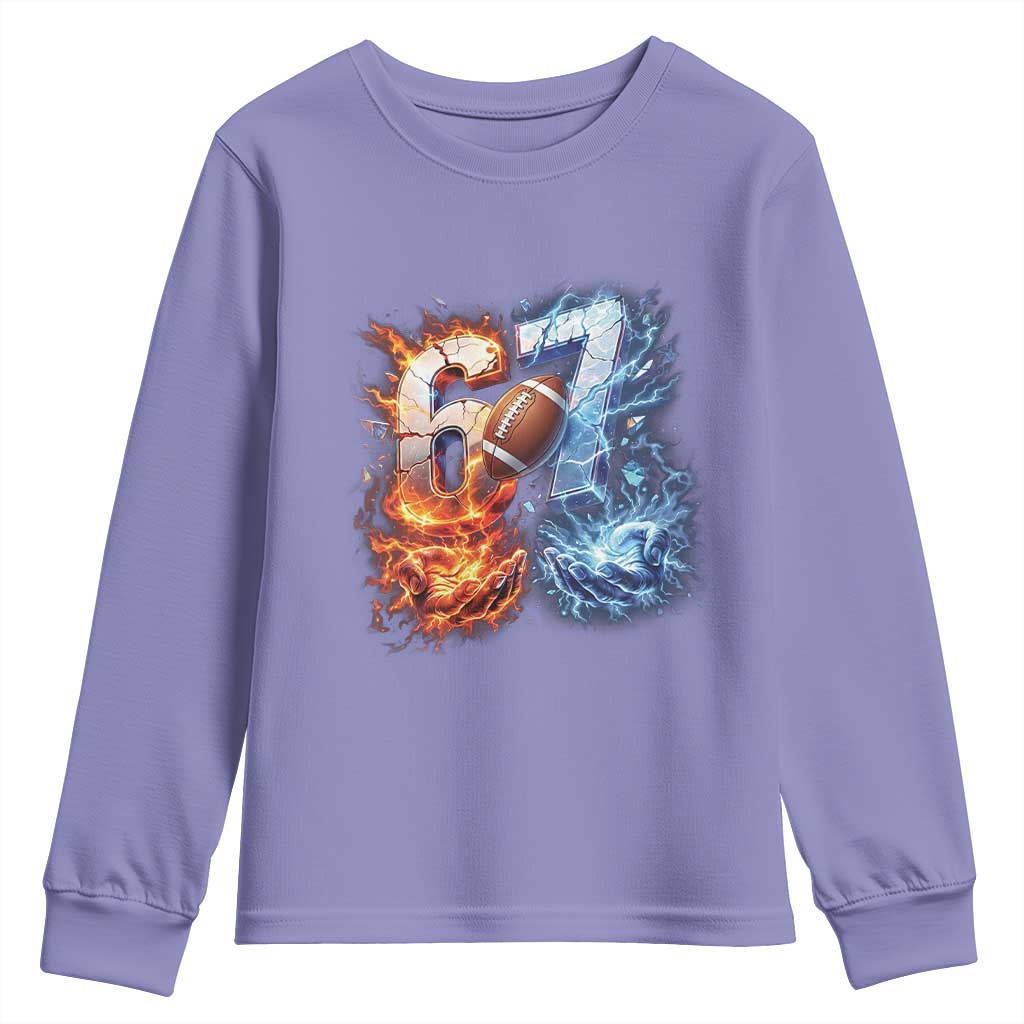 American Football Six Seven Meme Youth Sweatshirt Funny Gen Alpha Slang Gift TS12 Violet Print Your Wear