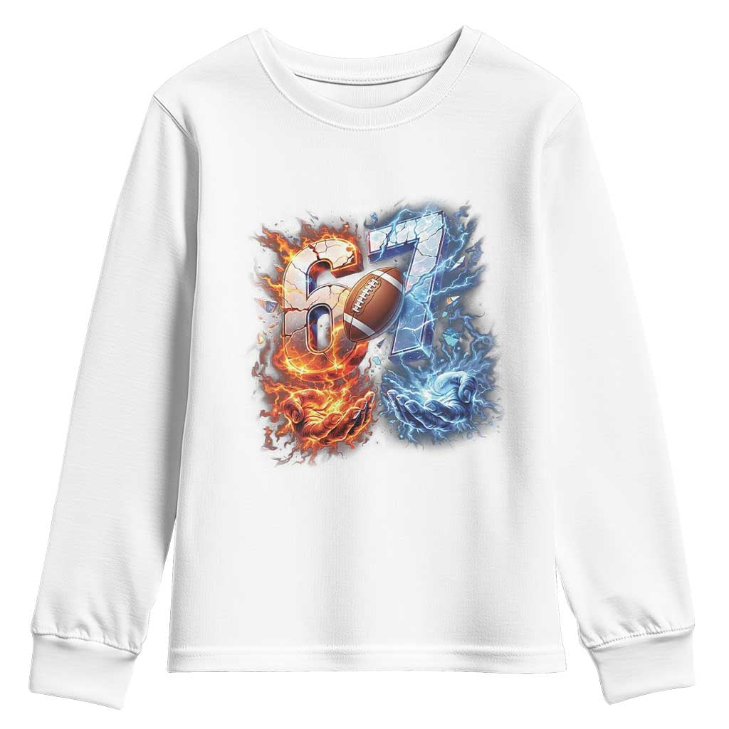 American Football Six Seven Meme Youth Sweatshirt Funny Gen Alpha Slang Gift TS12 White Print Your Wear