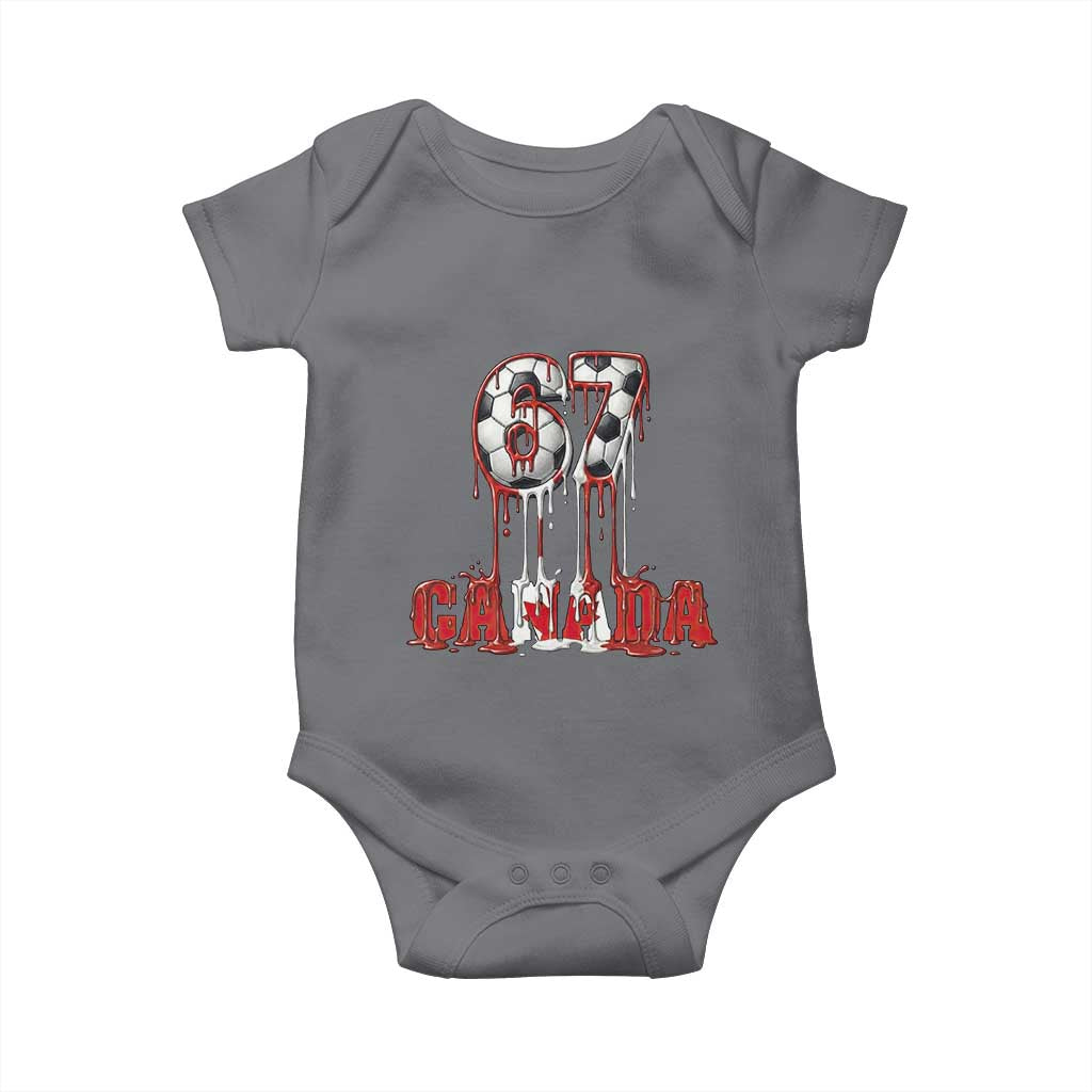 Funny Canada Soccer 67 Meme Baby Onesie Canadian Soccer Lovers TS12 Charcoal Print Your Wear