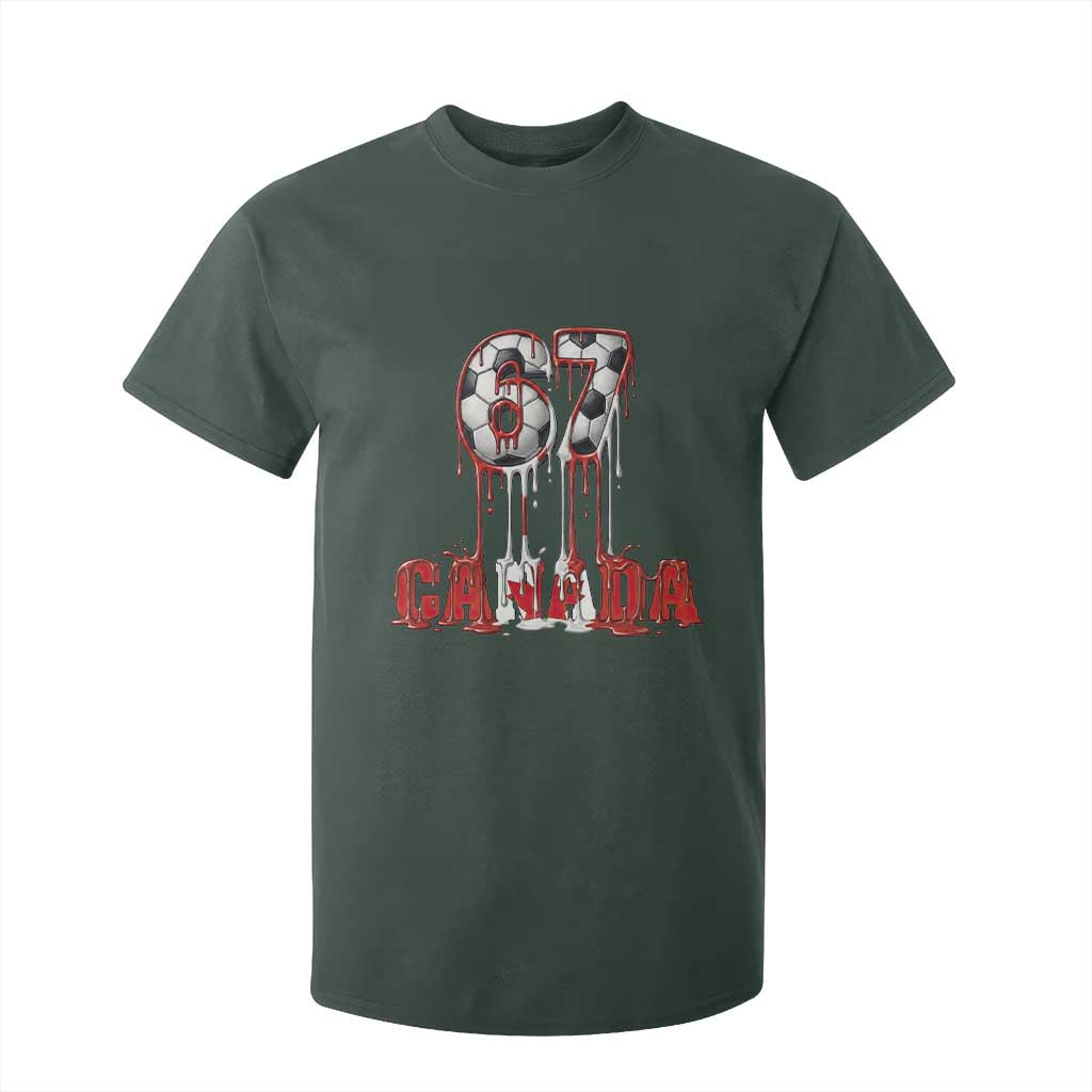 Funny Canada Soccer 67 Meme T Shirt For Kid Canadian Soccer Lovers TS12 Dark Forest Green Print Your Wear