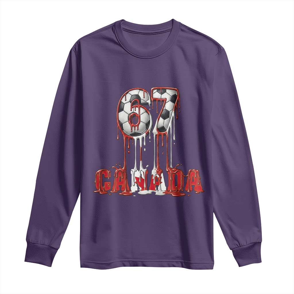 Funny Canada Soccer 67 Meme Long Sleeve Shirt Canadian Soccer Lovers TS12 Purple Print Your Wear