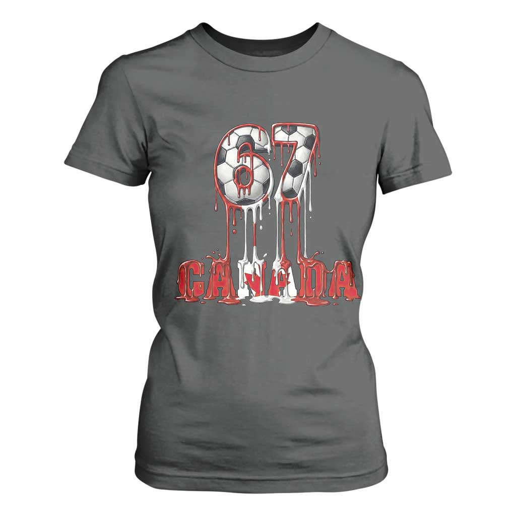 Funny Canada Soccer 67 Meme T Shirt For Women Canadian Soccer Lovers TS12 Dark Heather Print Your Wear