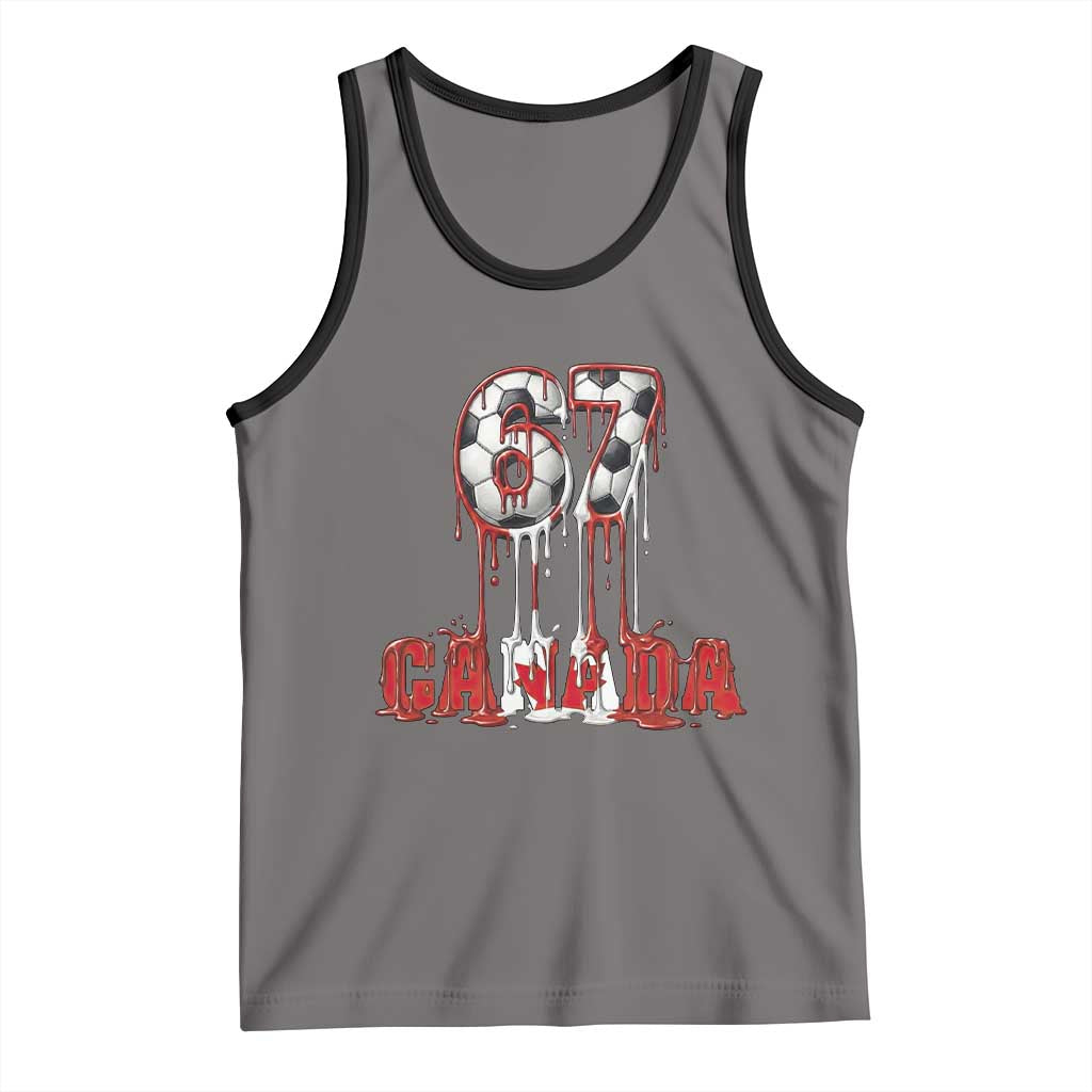 Funny Canada Soccer 67 Meme Tank Top Canadian Soccer Lovers TS12 Deep Heather Black Print Your Wear