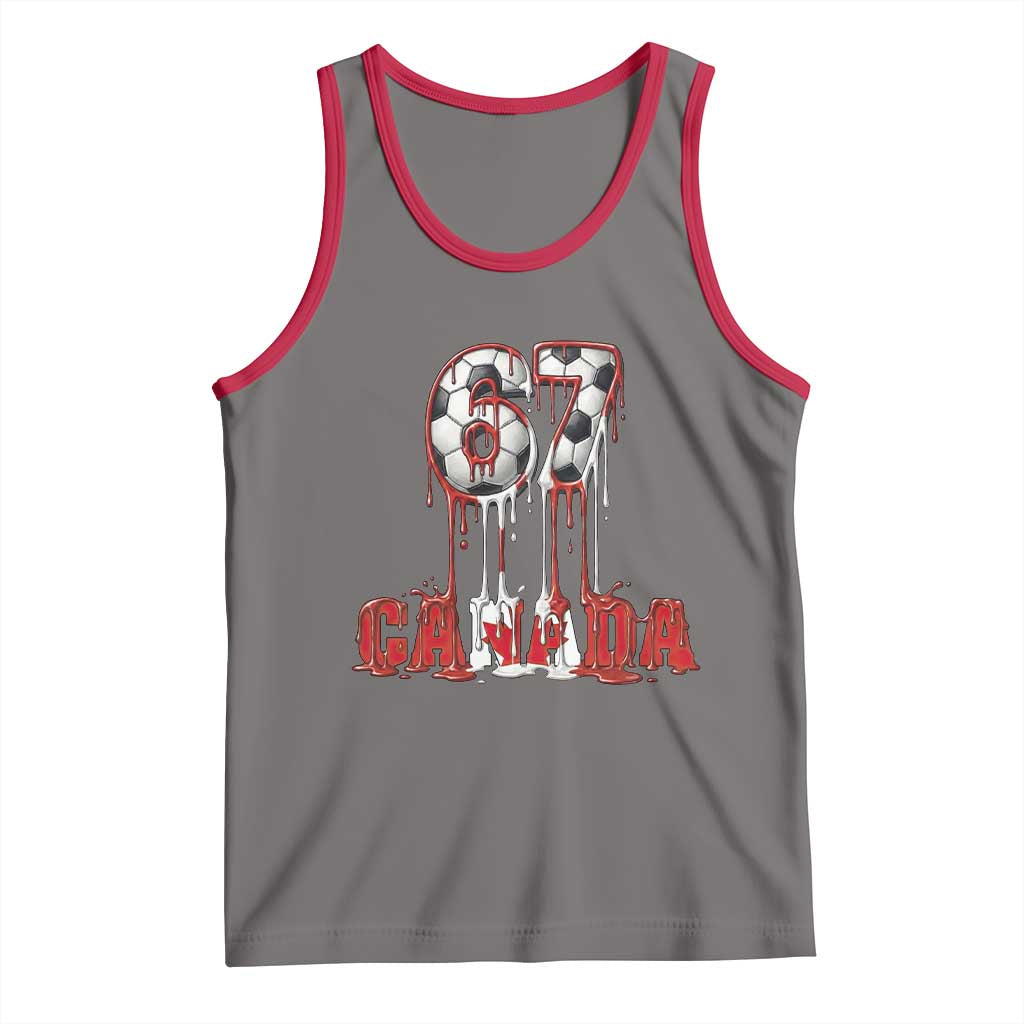 Funny Canada Soccer 67 Meme Tank Top Canadian Soccer Lovers TS12 Deep Heather Red Print Your Wear