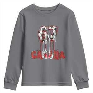 Funny Canada Soccer 67 Meme Youth Sweatshirt Canadian Soccer Lovers TS12 Charcoal Print Your Wear