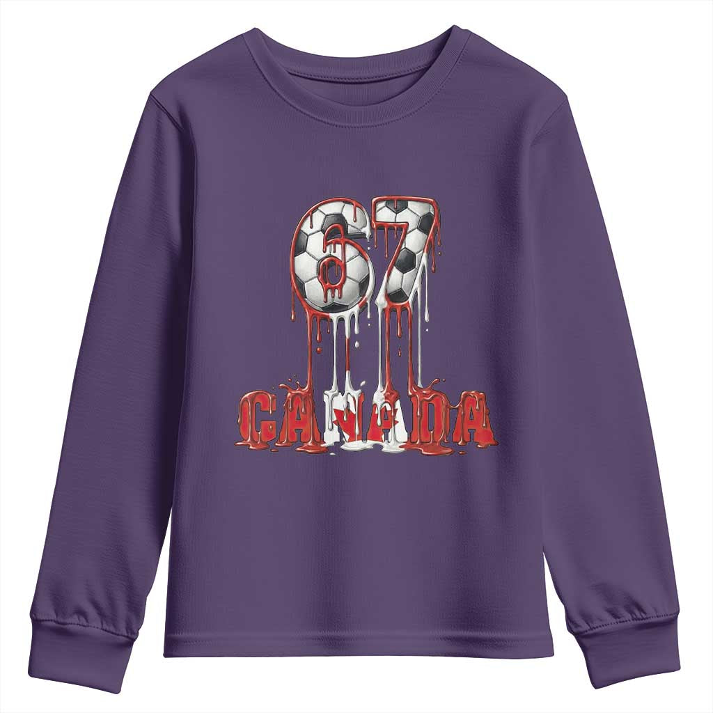 Funny Canada Soccer 67 Meme Youth Sweatshirt Canadian Soccer Lovers TS12 Purple Print Your Wear
