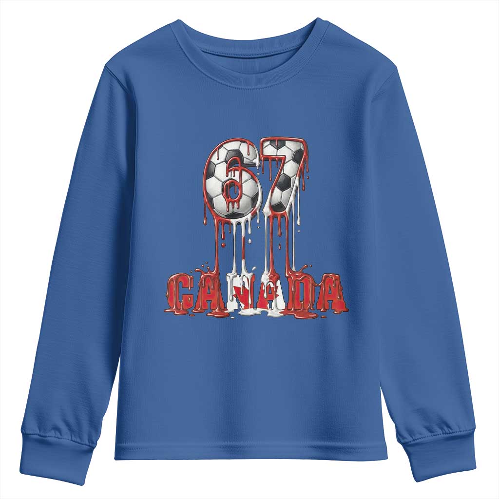 Funny Canada Soccer 67 Meme Youth Sweatshirt Canadian Soccer Lovers TS12 Royal Blue Print Your Wear