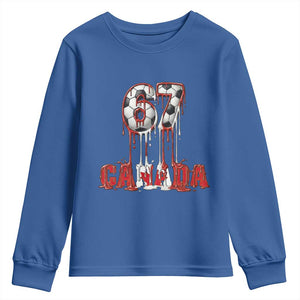 Funny Canada Soccer 67 Meme Youth Sweatshirt Canadian Soccer Lovers TS12 Royal Blue Print Your Wear