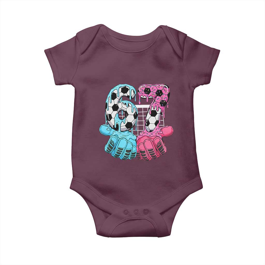 Drip Soccer Six Seven Meme Baby Onesie Funny Gen Alpha Slang TS12 Maroon Print Your Wear