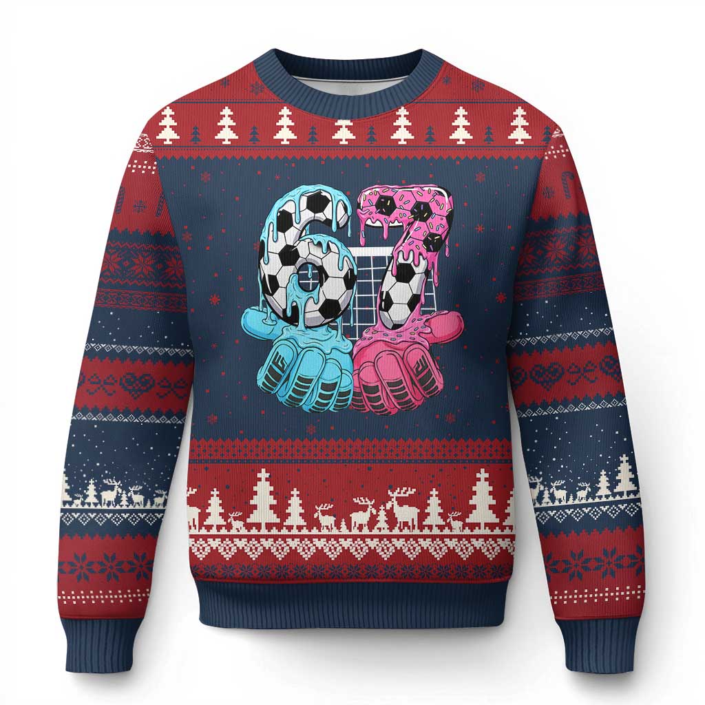 Drip Soccer Six Seven Meme Ugly Christmas Sweater Funny Gen Alpha Slang TS12 Navy Red Print Your Wear