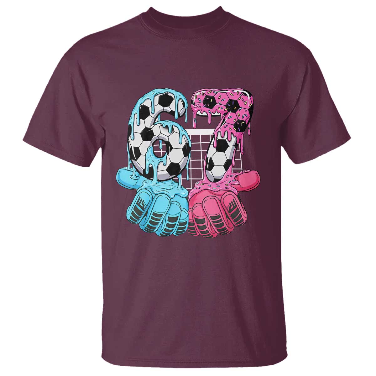 Drip Soccer Six Seven Meme T Shirt Funny Gen Alpha Slang TS12 Maroon Print Your Wear
