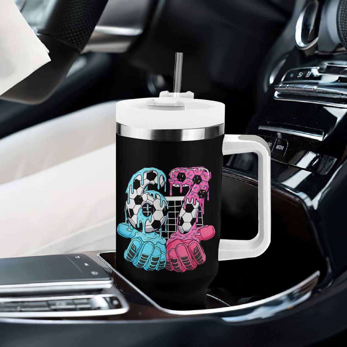 Drip Soccer Six Seven Meme Tumbler With Handle Funny Gen Alpha Slang TS12 Print Your Wear