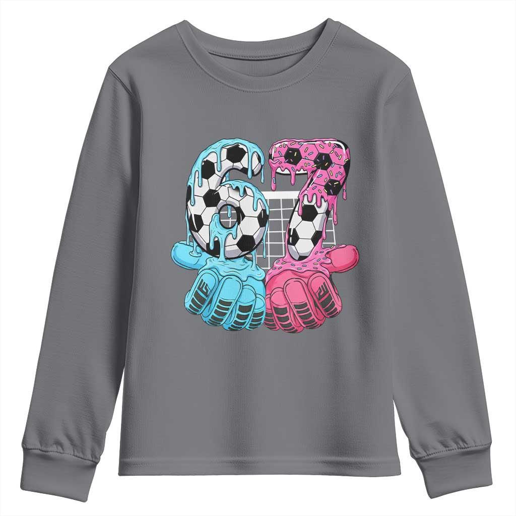 Drip Soccer Six Seven Meme Youth Sweatshirt Funny Gen Alpha Slang TS12 Charcoal Print Your Wear