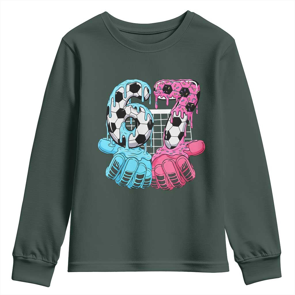 Drip Soccer Six Seven Meme Youth Sweatshirt Funny Gen Alpha Slang TS12 Dark Forest Green Print Your Wear