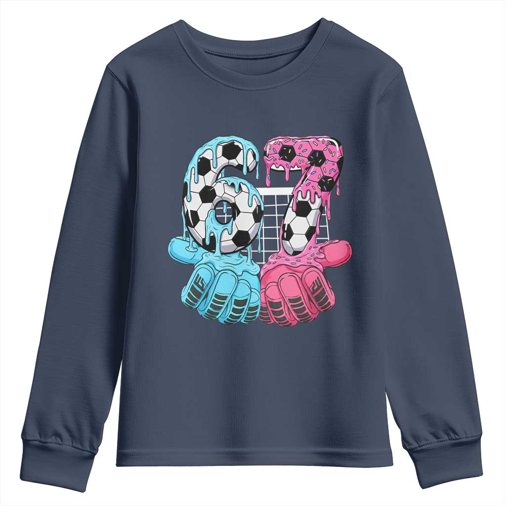 Drip Soccer Six Seven Meme Youth Sweatshirt Funny Gen Alpha Slang TS12 Navy Print Your Wear