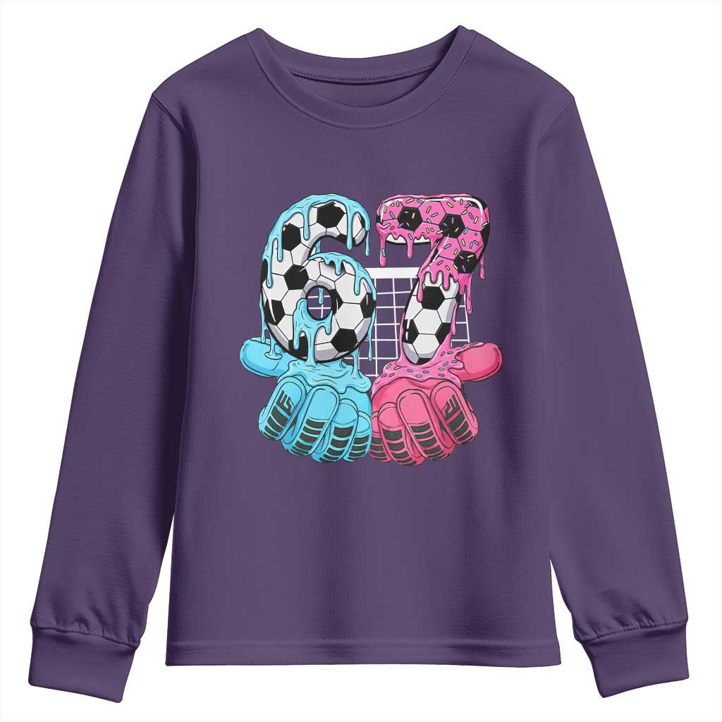 Drip Soccer Six Seven Meme Youth Sweatshirt Funny Gen Alpha Slang TS12 Purple Print Your Wear