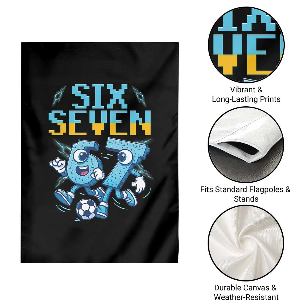 Funny Six Seven Pixel Playing Soccer Garden Flag Gen Z Alpha Gift TS12 Print Your Wear