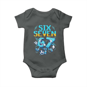 Funny Six Seven Pixel Playing Soccer Baby Onesie Gen Z Alpha Gift TS12 Dark Heather Print Your Wear