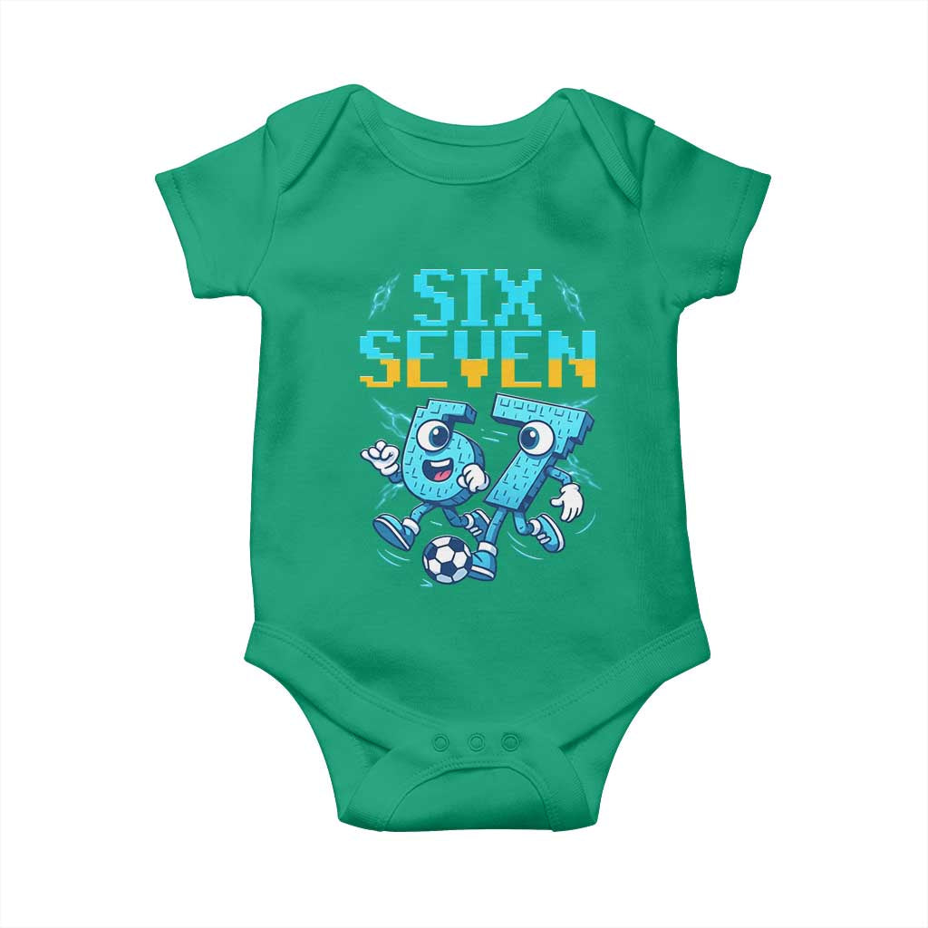 Funny Six Seven Pixel Playing Soccer Baby Onesie Gen Z Alpha Gift TS12 Irish Green Print Your Wear