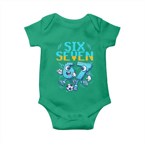 Funny Six Seven Pixel Playing Soccer Baby Onesie Gen Z Alpha Gift TS12 Irish Green Print Your Wear