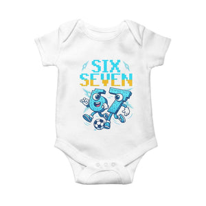 Funny Six Seven Pixel Playing Soccer Baby Onesie Gen Z Alpha Gift TS12 White Print Your Wear
