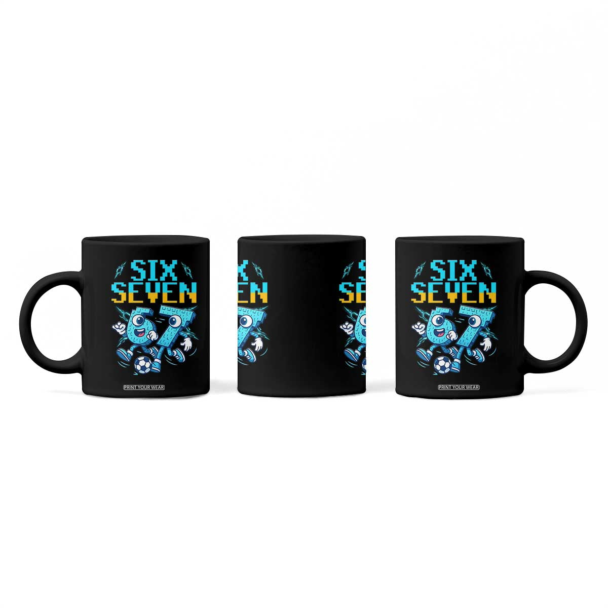 Funny Six Seven Pixel Playing Soccer Coffee Mug Gen Z Alpha Gift TS12 Print Your Wear