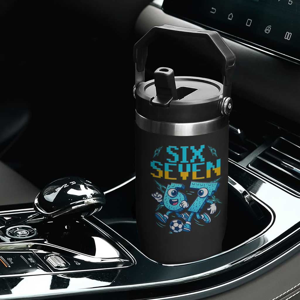 Funny Six Seven Pixel Playing Soccer Flip Straw Tumbler Gen Z Alpha Gift TS12 Print Your Wear