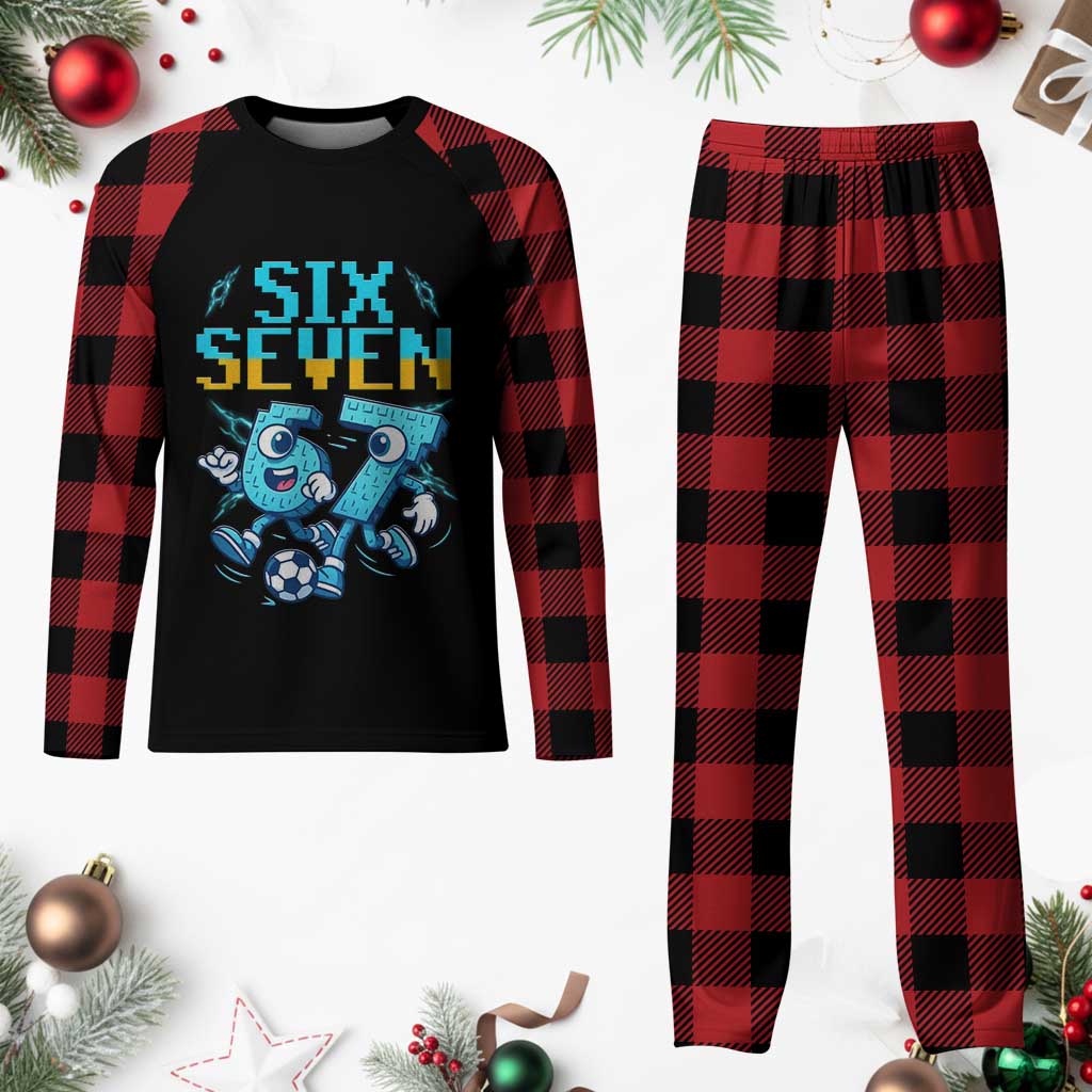Funny Six Seven Pixel Playing Soccer Plaid Pajama Set Gen Z Alpha Gift TS12 Buffalo Plaid Print Your Wear