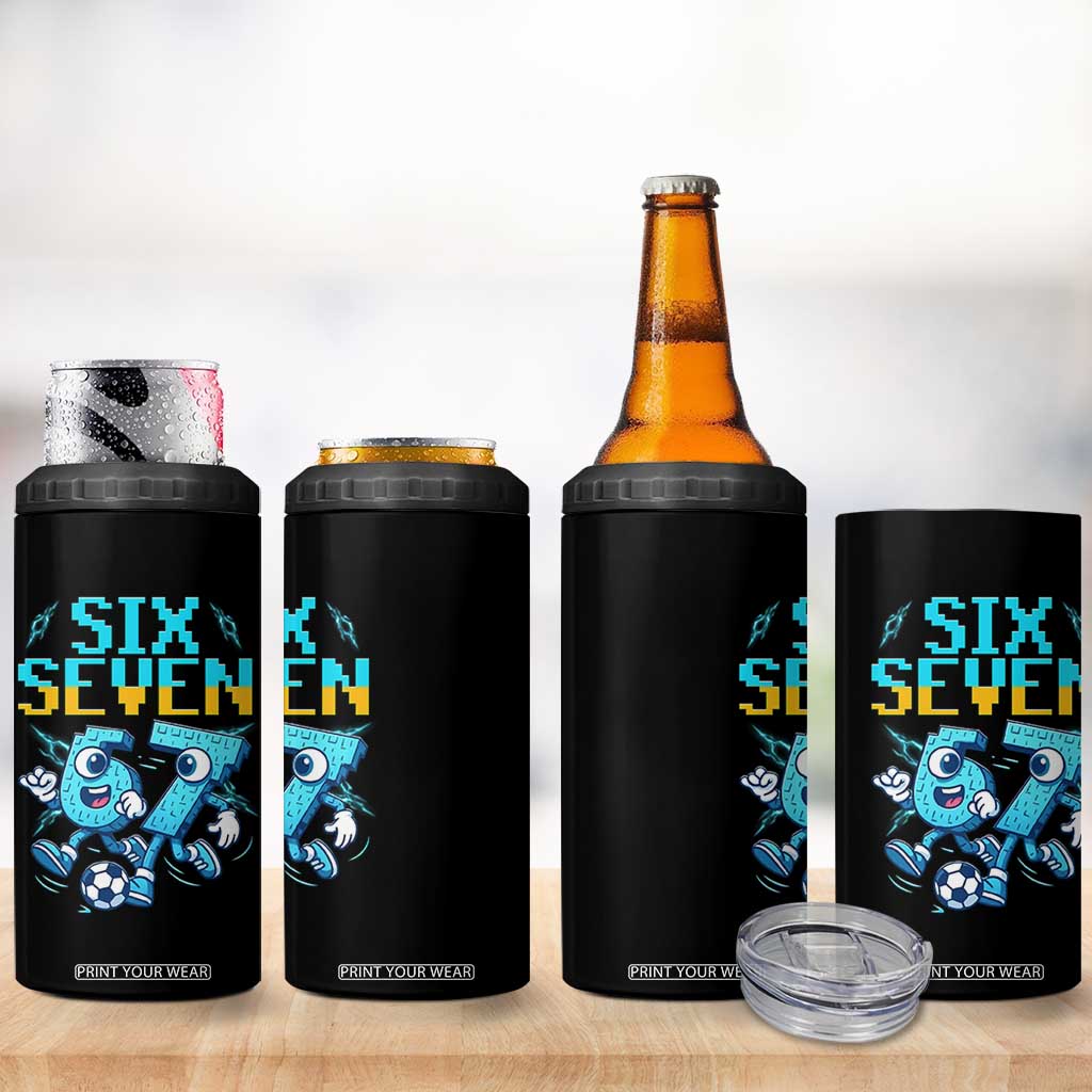 Funny Six Seven Pixel Playing Soccer 4 in 1 Can Cooler Tumbler Gen Z Alpha Gift TS12 Print Your Wear